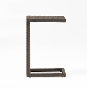 Abel Brown C-Shaped PE Outdoor Patio Accent Table