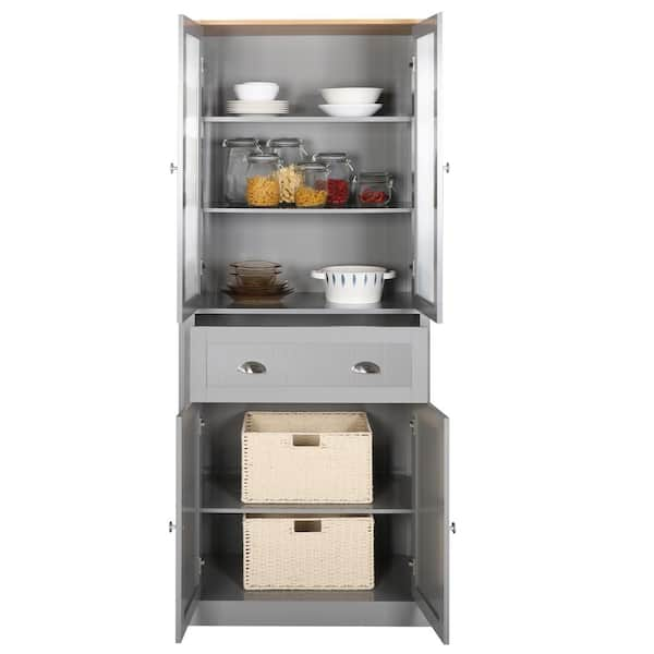 MAGINELS Plastic Storage Cabinets Pantry Cabinet with Doors and Shelves, 6  Cube Grey