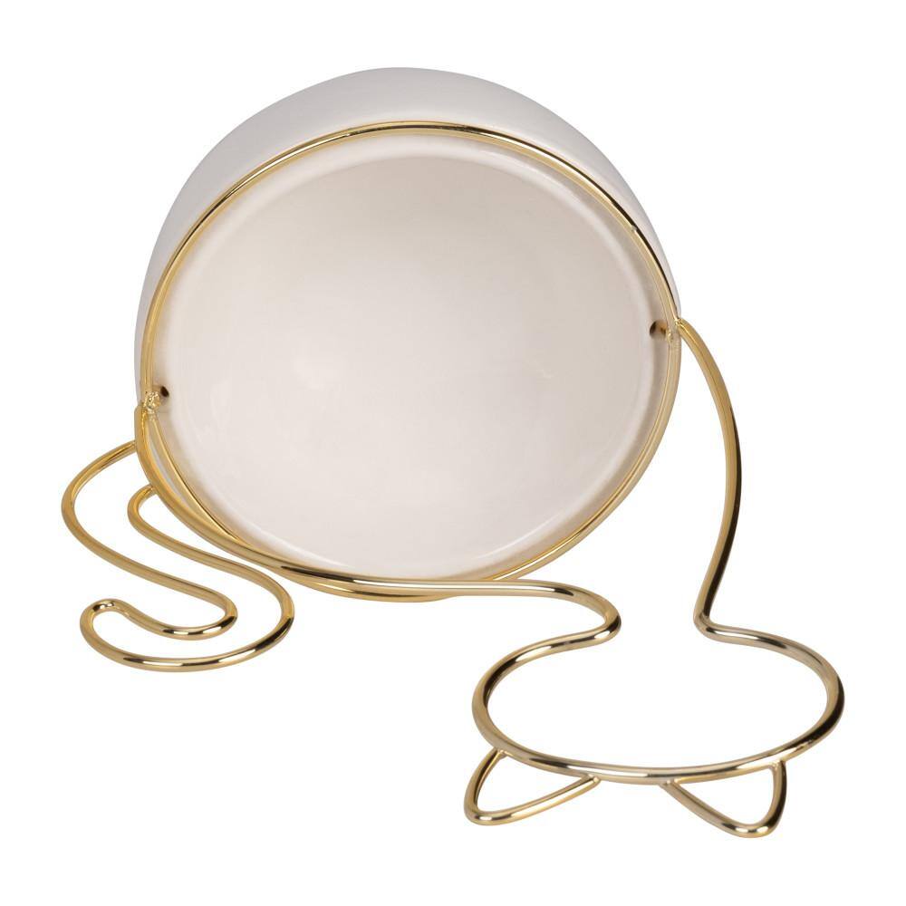 White and Gold Ceramic Cat-Shaped Trinket Tray