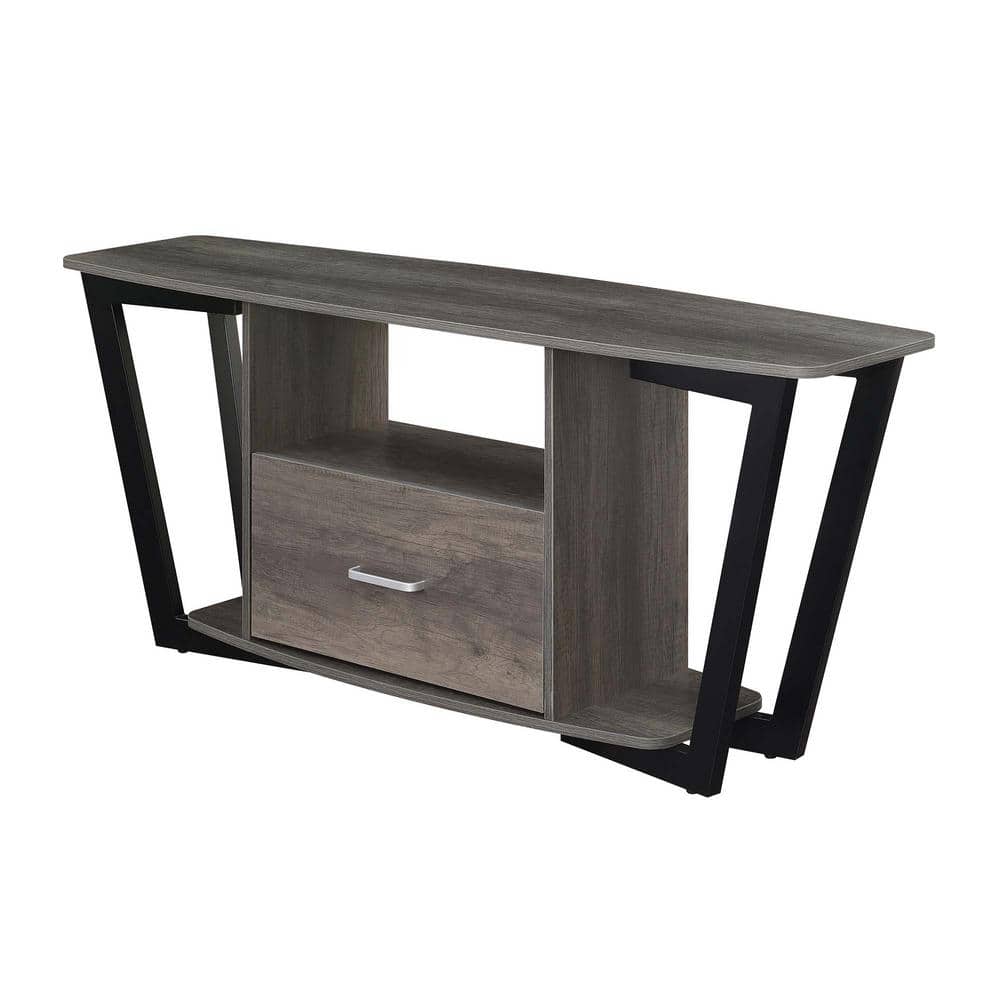 Charcoal Gray 58" Urban Industrial TV Stand with Cabinet