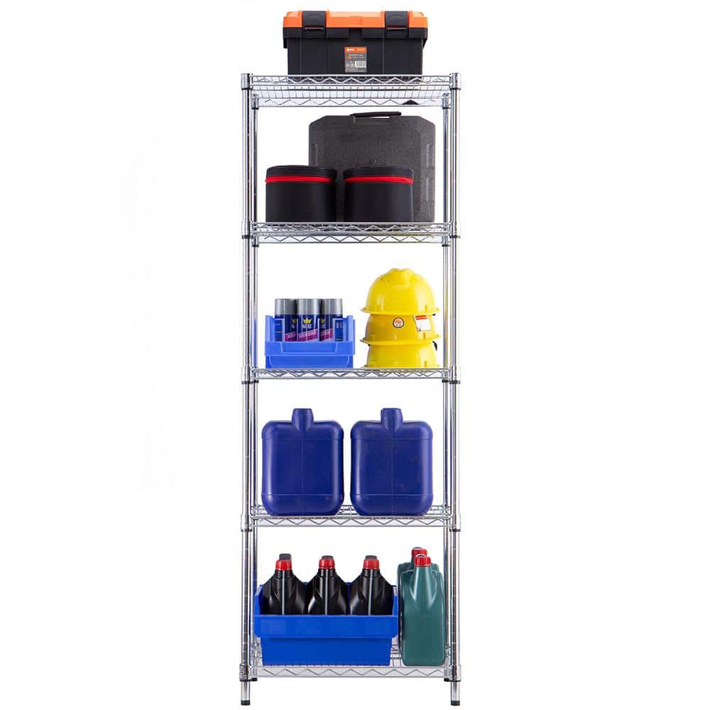 White Adjustable 5-Tier Steel Wire Utility Shelving Unit