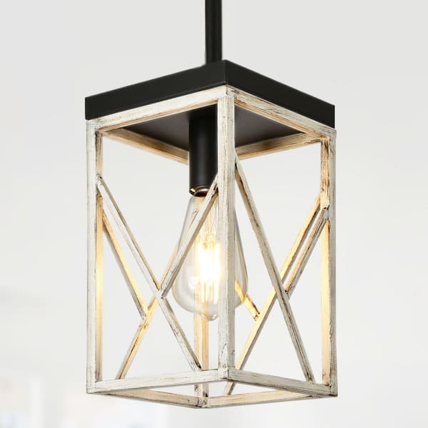 Jasslynn 1 Light Farmhouse Pendant Light with Grey Wood-Like Grain Metal Shade Kitchen Island Light, No Bulbs Included
