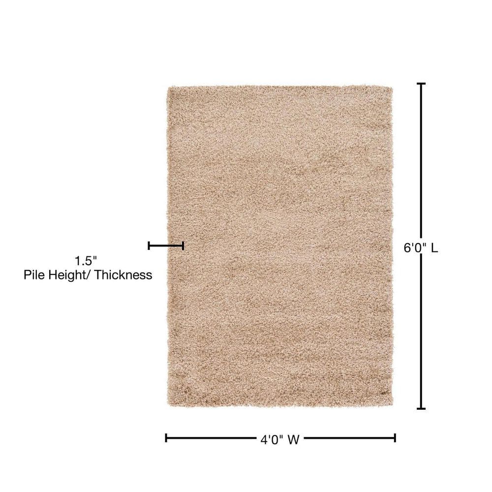 Luxurious Blue Shag 4' x 6' Rectangular Easy-Care Area Rug