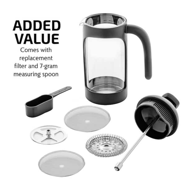 OVENTE 1.5-Cup Glass French Press Coffee and Tea Maker with Heat-Resistant  Handles FSL12S - The Home Depot