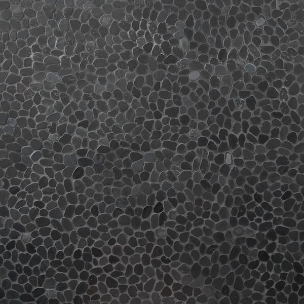 Countryside Round Black 12 in. x 12 in. Tumbled Pebble Floor and Wall Mosaic Tile (1 sq. ft. / Each)