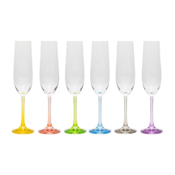 Unbranded Rainbow 6 oz. Flute x 6 assorted (Set of 6)