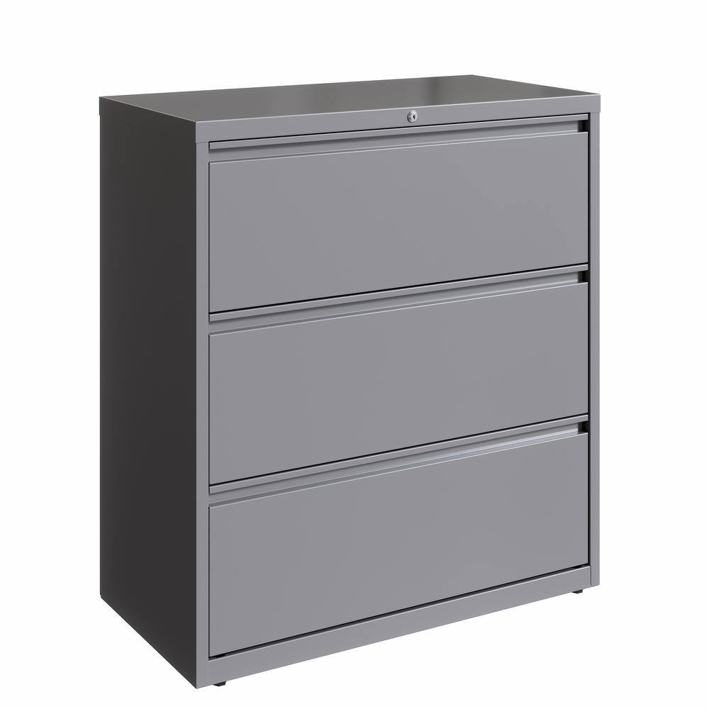 36" Wide Arctic Silver Metal 3-Drawer Lateral File Cabinet