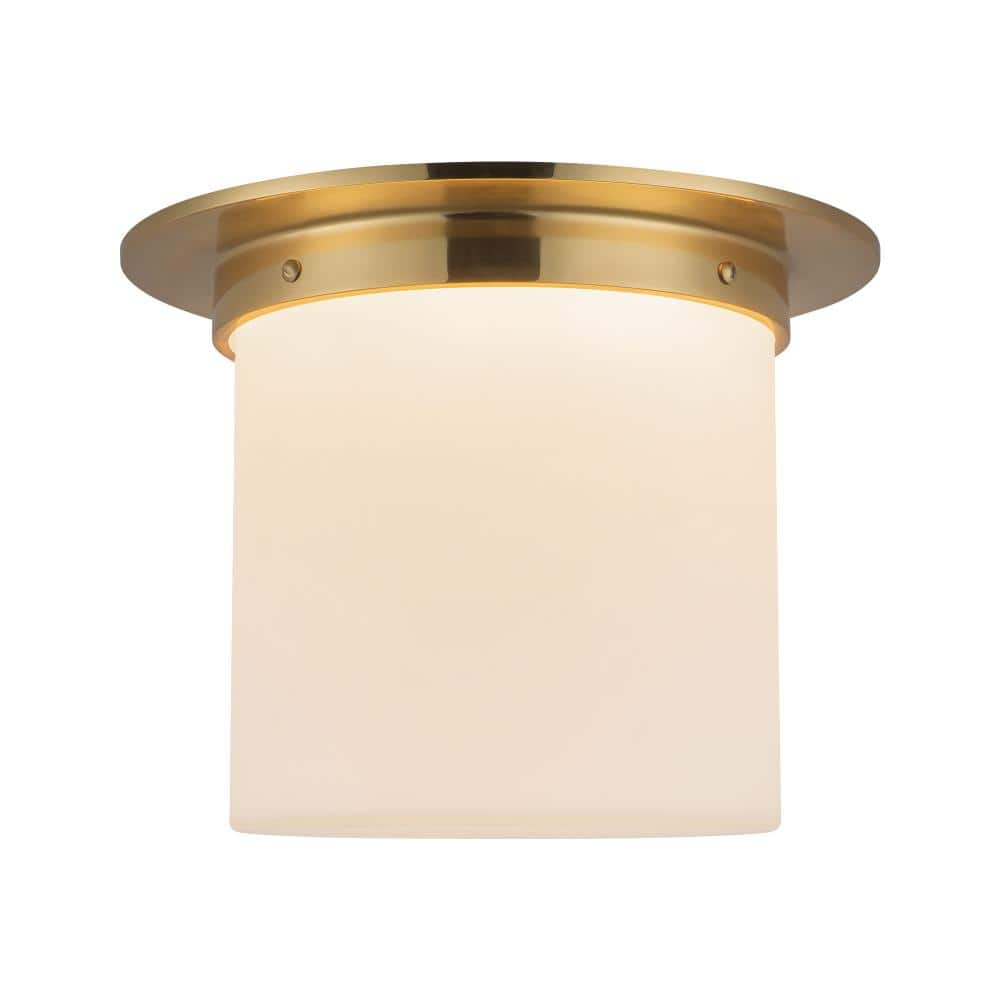 Mineral 11-in (9-in Height) Patina Brass Cylinder Flush Mount with Opal Glass price history on PriceWatchPro