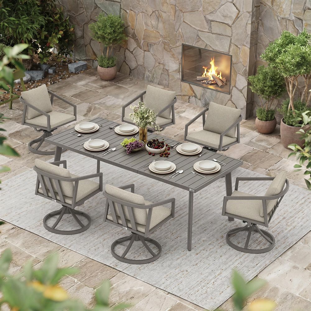 Amalfi 7-Piece Swivel Aluminum Outdoor Dining Set with Cushions price history on PriceWatchPro