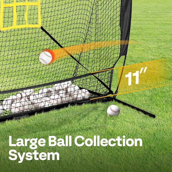 VIVOHOME 7 ft. x 7 ft. Baseball Softball Hitting Net with Strike Zone, Batting Tee, Carry Bag VH1473-BK