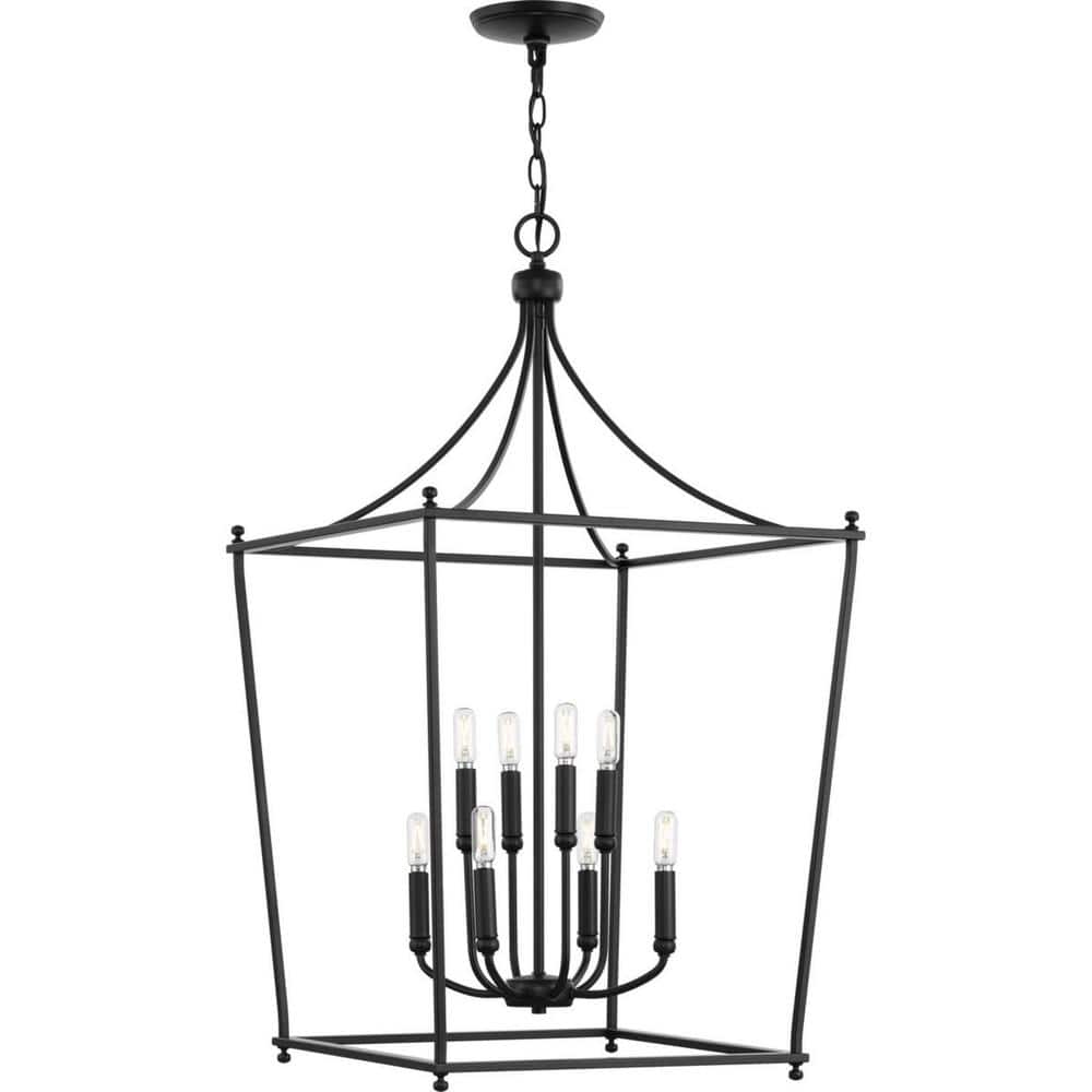 Parkhurst Matte Black 36" Steel Cage Foyer Pendant Light
