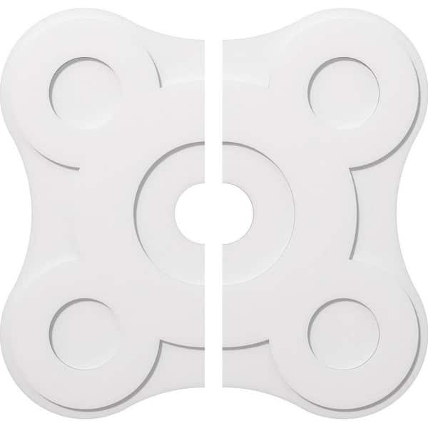 Ekena Millwork 1 in. P X 14 in. C X 40 in. OD X 6 in. ID Luna Architectural Grade PVC Contemporary Ceiling Medallion, Two Piece