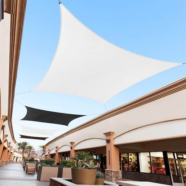 COLOURTREE 12 ft. x 18 ft. 190 GSM White Rectangle Sun Shade Sail Screen  Canopy, Outdoor Patio and Pergola Cover TAPR1218-15 - The Home Depot