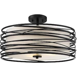 Spiral 3-Light Mystic Black Semi-Flush Mount