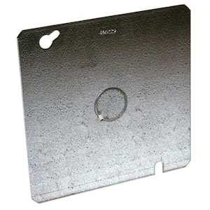 4-11/16 in. W Galv. Steel Gray Flat Square Cover with 1/2 in. KO in Center, 1-Pack