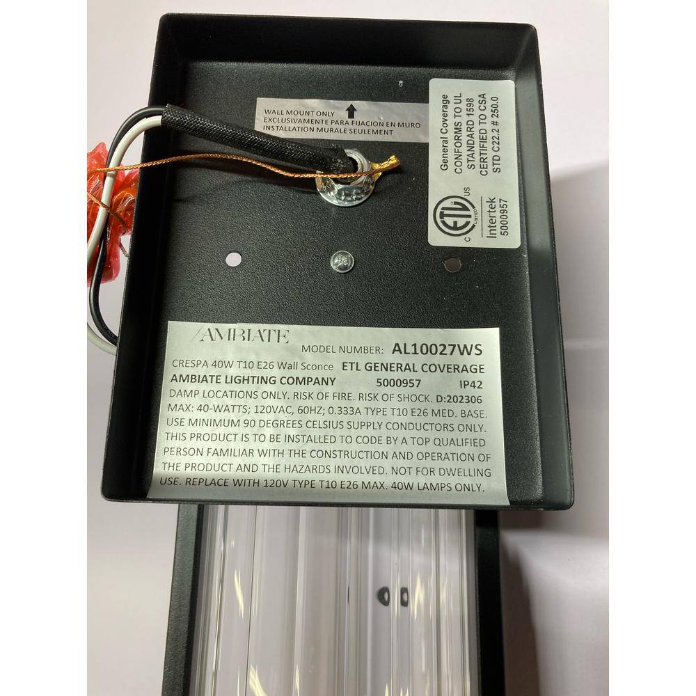 Medium Black Steel Cylinder Outdoor Wall Sconce with Clear Glass Shade