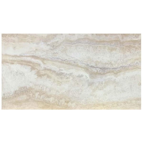 TrafficMaster Light Grey Travertine 4 MIL x 12 in. W x 24 in. L Peel and Stick Water Resistant Vinyl Tile Flooring (20 sqft/case)