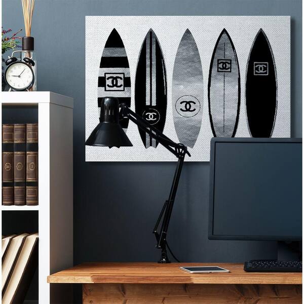 Stupell Industries Fashion Designer Surf Boards Black Silver Watercolor Canvas Wall Art by Amanda Greenwood