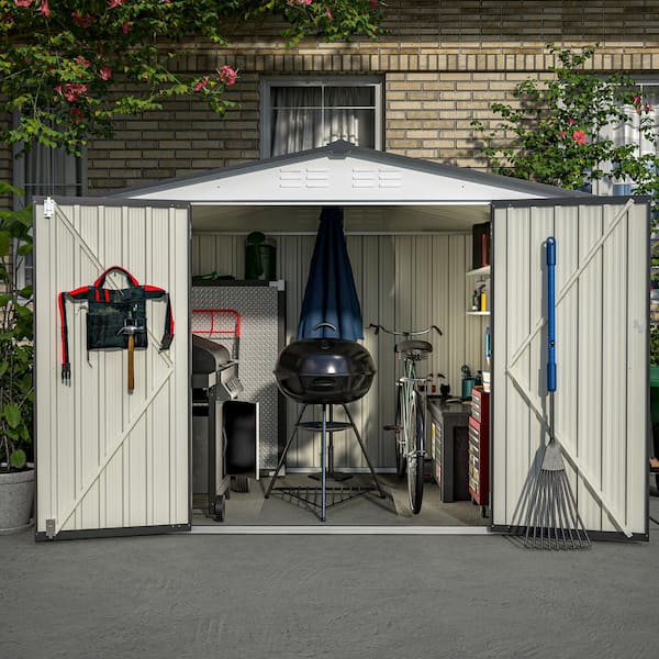 8 x 6 ft Outdoor Storage Shed, All Weather Metal Sheds with