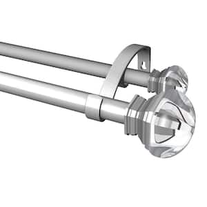 72 in. - 144 in. Telescoping 1 in. Double Curtain Rod in Brushed Nickel with Crystal Square Finials