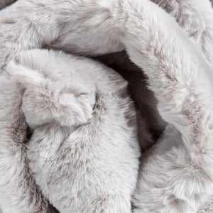 Opal Crest Modern Glam Faux Fur Solid Shag White 2 ft. x 2 ft. 11 in. Area Rug