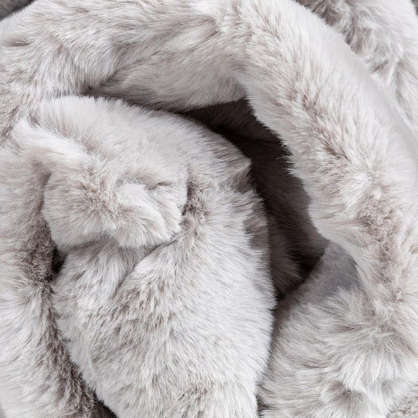 Opal Crest Modern Glam Faux Fur Solid Shag White 2 ft. 11 in. Round Area Rug