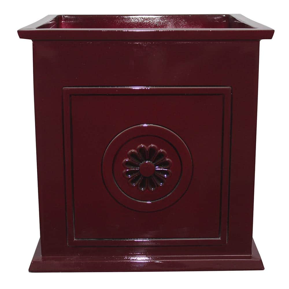Colony Square 16" Oxblood Resin & Ceramic Outdoor Planter
