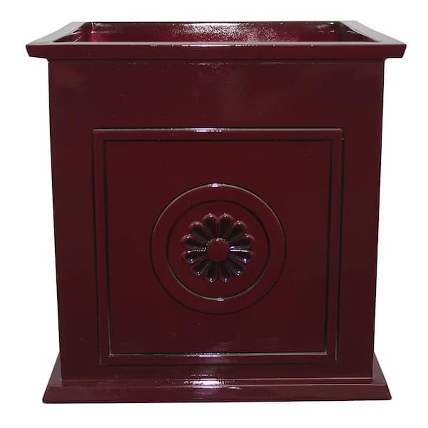 Southern Patio Colony Large 16 in. x 16 in. 27 Qt. Oxblood Resin Composite Square Outdoor Planter Box