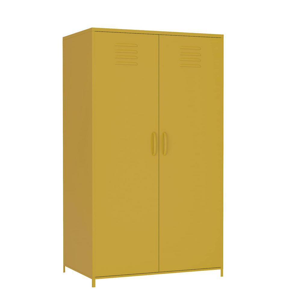 Yizosh 51 in. Yellow Metal Storage Locker with 2 Door and 2 Adjustable Shelves Large Kid Armoire for Bedroom School Classroom