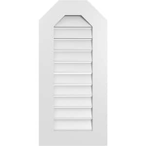 16 in. x 34 in. Octagonal Top Surface Mount PVC Gable Vent: Functional with Standard Frame
