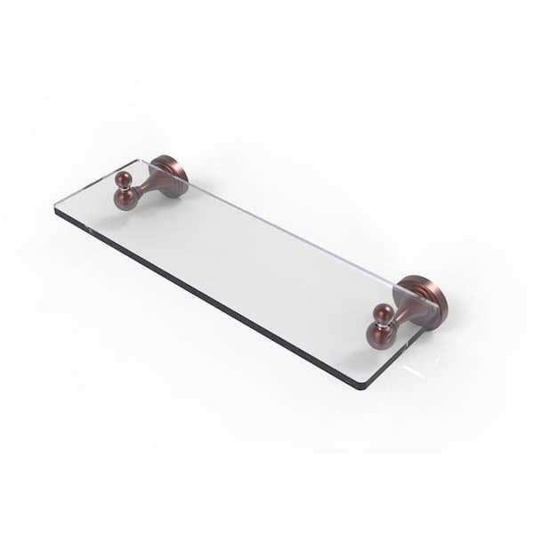 Allied Brass Sag Harbor Collection 16 in. Glass Vanity Shelf with Beveled Edges in Antique Copper