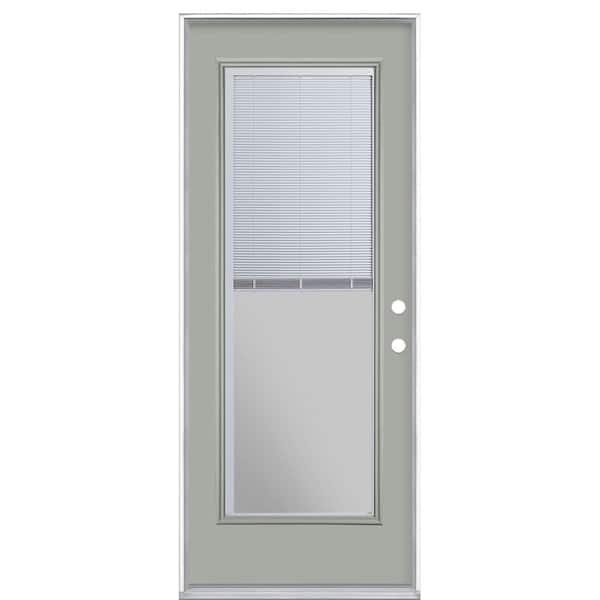 Masonite 32 in. x 80 in. Full Lite Mini Blind Left Hand Inswing Painted Steel Prehung Front Exterior Door No Brickmold