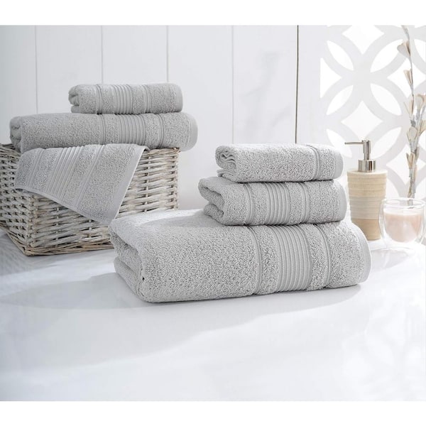 4 Pack Bath Towel Sets for Bathroom- 100% Cotton Bathroom Grey Towels,  Ultra Sof