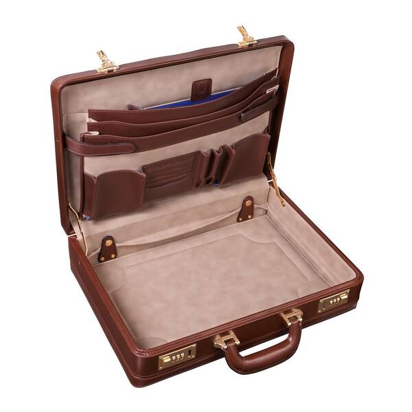 Executive New Slim Attache Case Faux Leather Expandable Briefcase Office Bag 