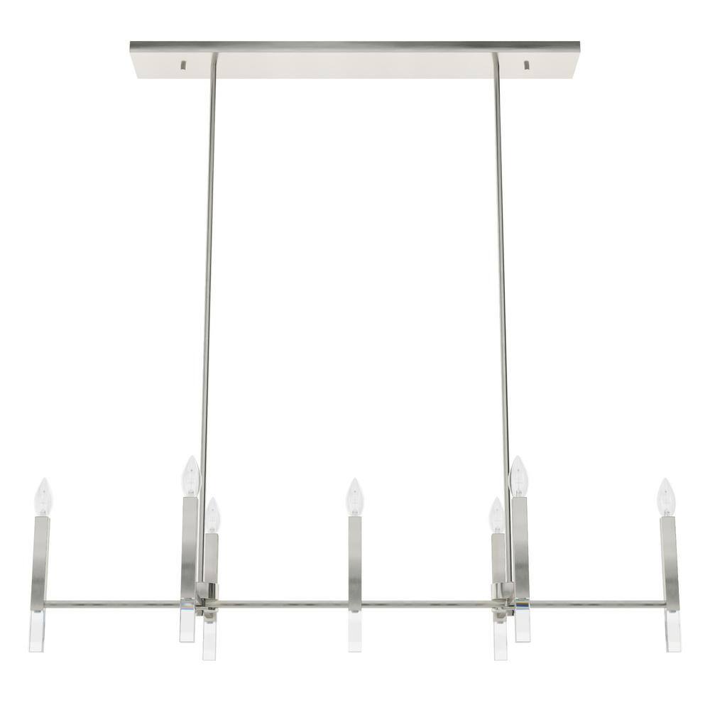 Sunjai Brushed Nickel 7-Light Linear Candlestick Chandelier