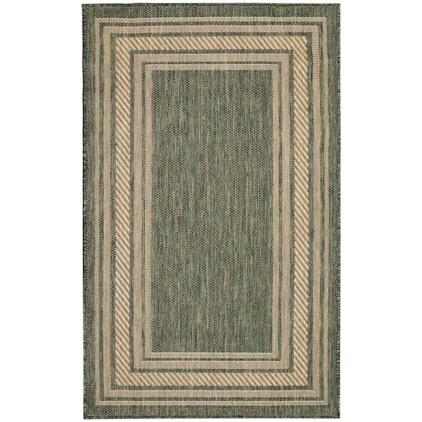 Nourison Horizon Indoor/Outdoor Green 3 ft. x 5 ft. Bordered Contemporary Area Rug