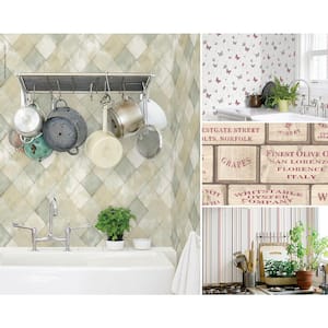 Stone/Gray Kitchen Recipes Diamond Tile Effect Wallpaper