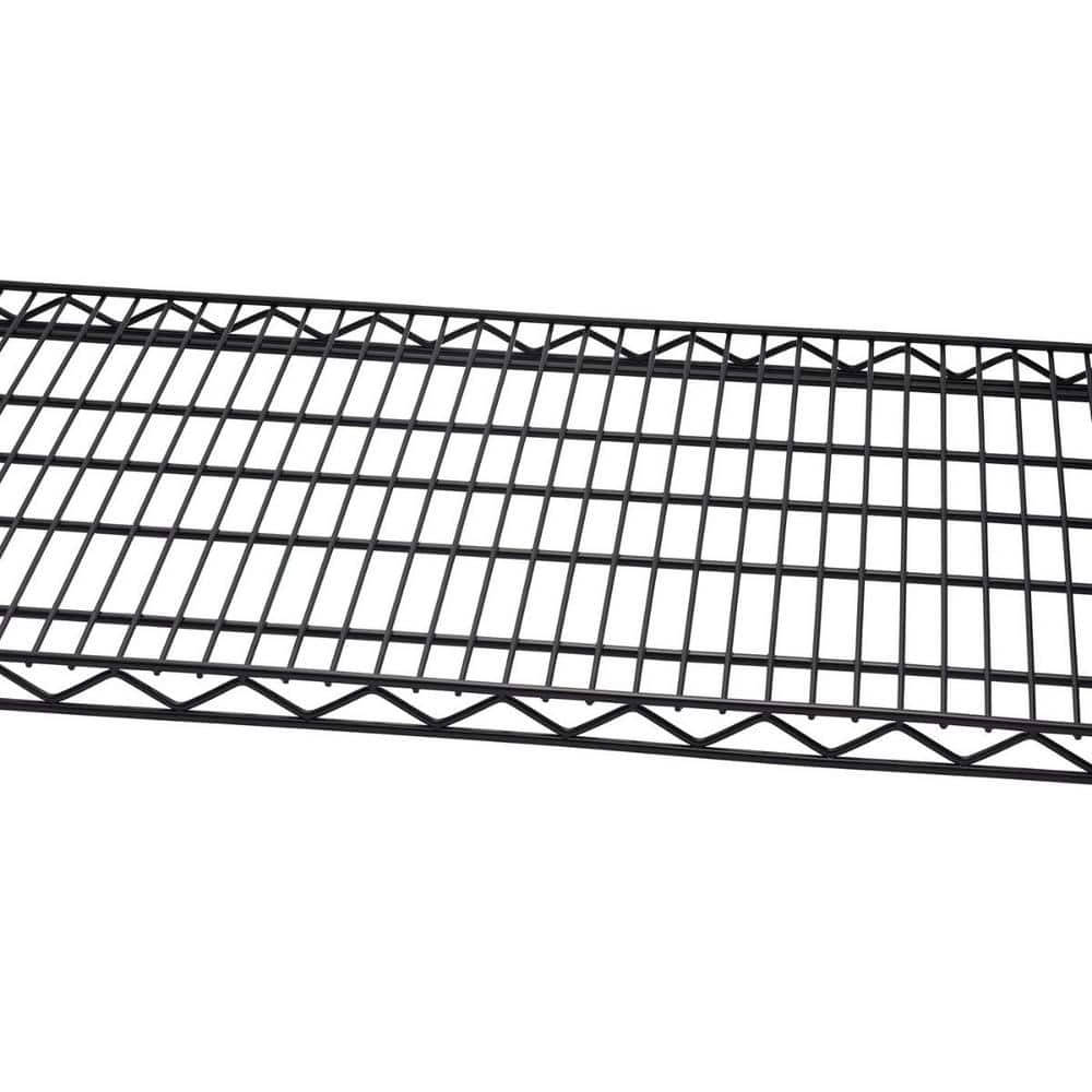 Trinity 4-Tier Black Steel Wire Shelving Unit on Wheels, 48x18x72