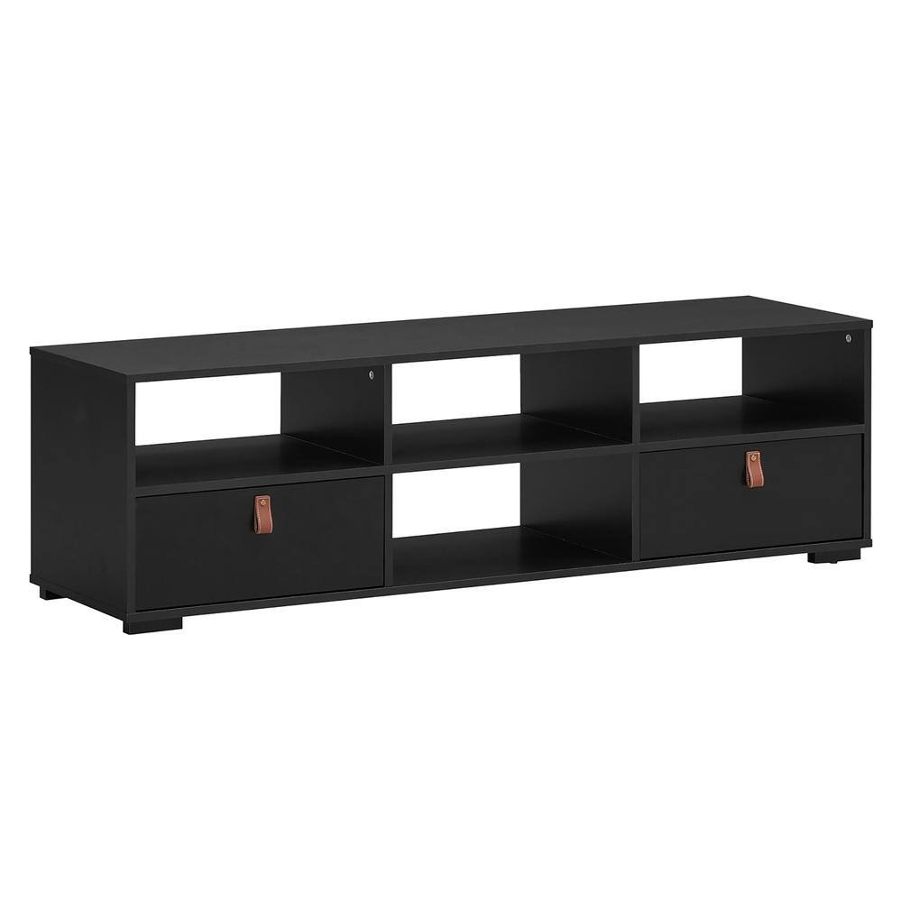 Costway 59 in. Black TV Stand with 2 Drawers Fits TV's up to 60 in