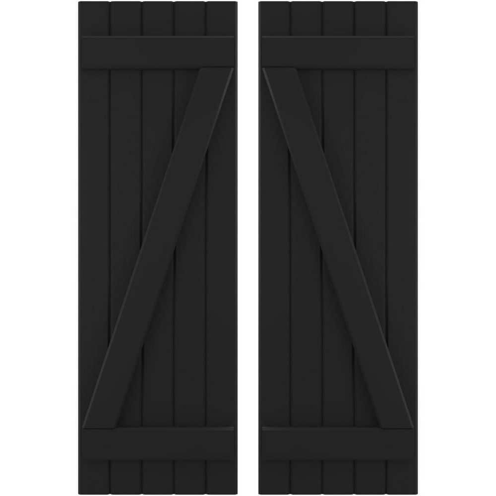 17-1/2 in. W x 35 in. H Americraft 5 Board Exterior Real Wood Joined Board and Batten Shutters with Z-Bar Black price history on PriceWatchPro
