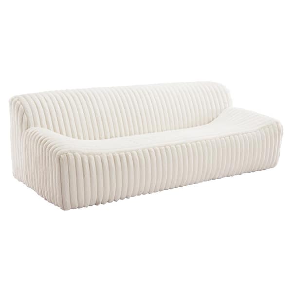 ZUO Osterbro 88.2 in. W Straight Arm Polyester Faux Fur Rectangle Modern Sofa in. Cream