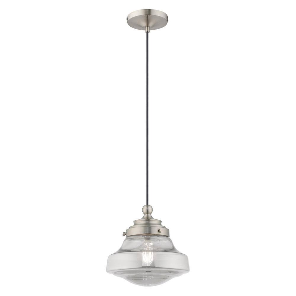 Brushed Nickel Mini Pendant with Smoke Glass Shade