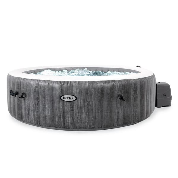 Intex PureSpa Plus 85 in. x 65 in. x 28 in. 6-Person Greywood Inflatable Hot Tub Bubble Jet Spa
