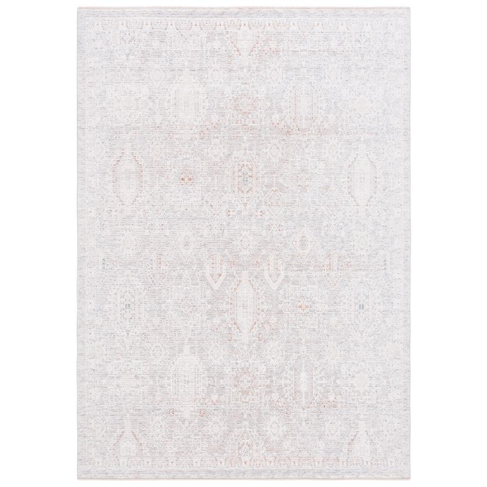 Gray Rectangular Viscose and Synthetic Area Rug