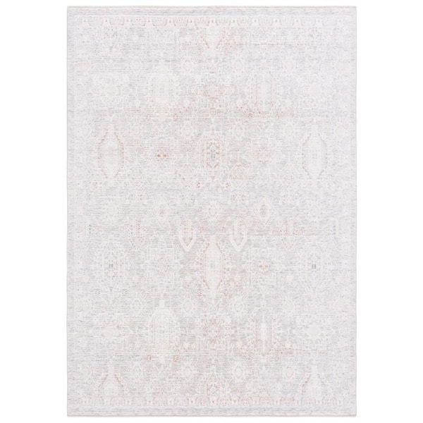 SAFAVIEH Marmara Gray/Blue Rust 8 ft. X 10 ft. Border Floral Area Rug