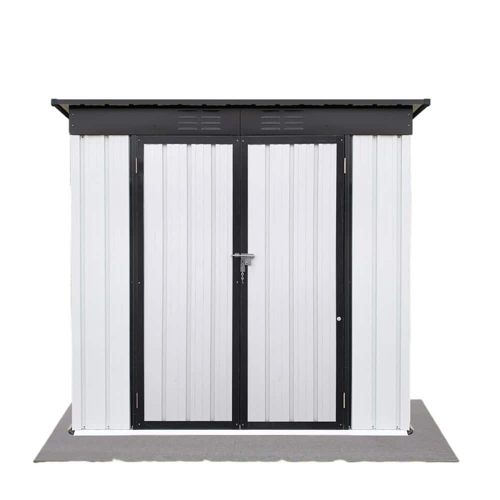 6 ft. W x 4 ft. D White Waterproof Outdoor Metal Pent Roofs Storage Shed wi
