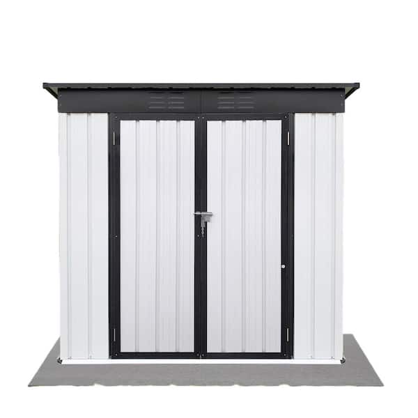 Unbranded 6 ft. W x 4 ft. D White Waterproof Outdoor Metal Pent Roofs Storage Shed with Lockable Doors(24 sq. ft.)