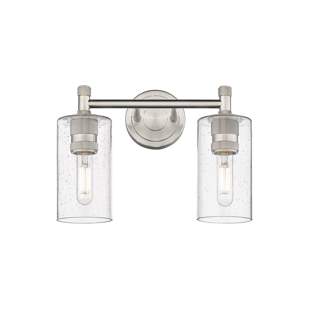 Crown Point 13.88 in. 2-Light Satin Nickel Vanity Light with Glass Shade price history on PriceWatchPro
