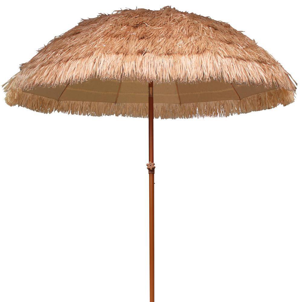 7.5 ft. Rustproof Steel Pole Market Push Button Tilt Patio Umbrella in Natu