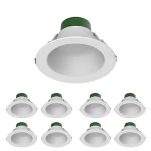 Downlight 8 in. Adjustable White Remodel 52-Watt Equivalent Housing Integrated LED Recessed Lighting Kit (8-Pack)